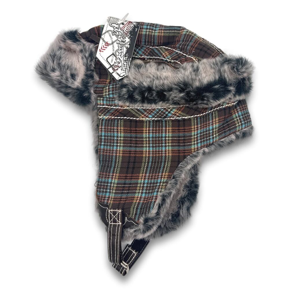 Plaid Lumberjack Aviator Hat Faux Fur Winter Ski Trooper Trapper Ear Flap Cap